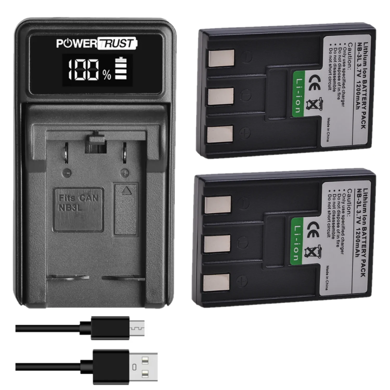 NB-3L Battery With Charger 1200mAh Replacement Battery Pack Compatible with Canon IXUS IXY Digital PowerShot Series Camera