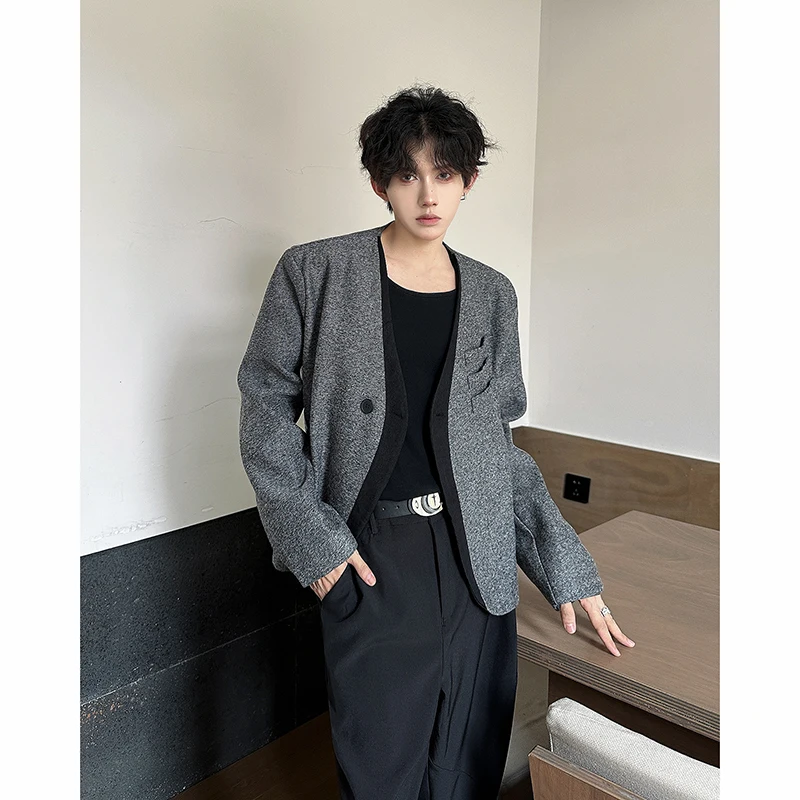

Men's Single-Breasted Blazer Solid Color Casual Loose Fit Suit Jacket Minimalist Versatile Youth Office Wear Coat Gray M-XXL