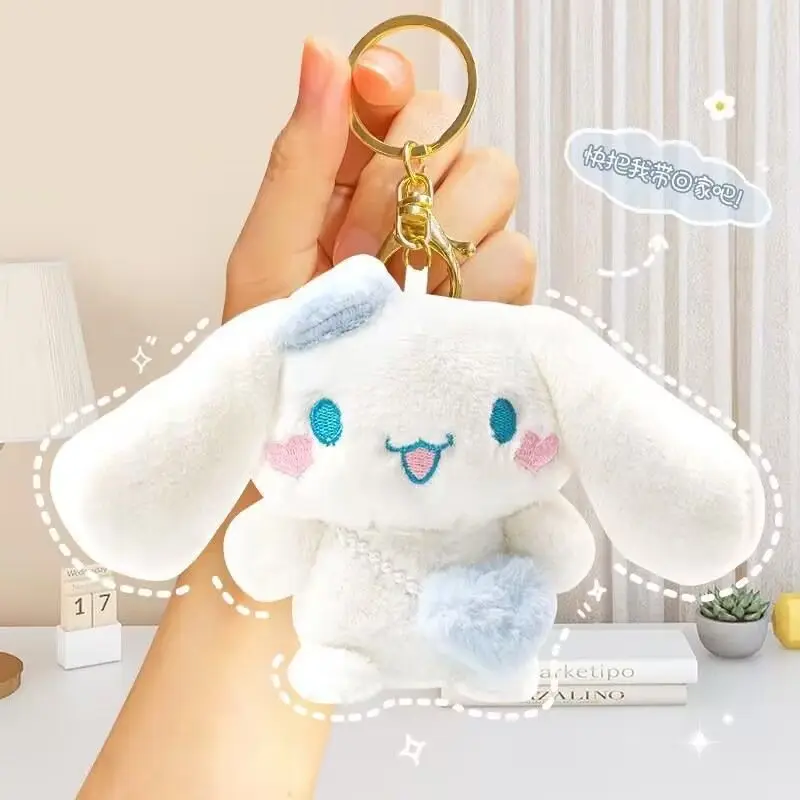 

Kawaii Anime Sanrio Girl Heart Cinnamoroll Plush Doll Keychain Soft Stuffed Plushies Key Ring Bag Pendant Girl Gift Kids Toys