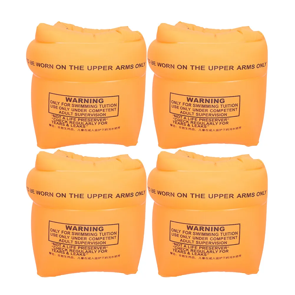Inflatable Arm Floaties 4 Pack Swimming Aid Sleeves for Kids Beginners Pool Beach Outdoor Dual Air Valves