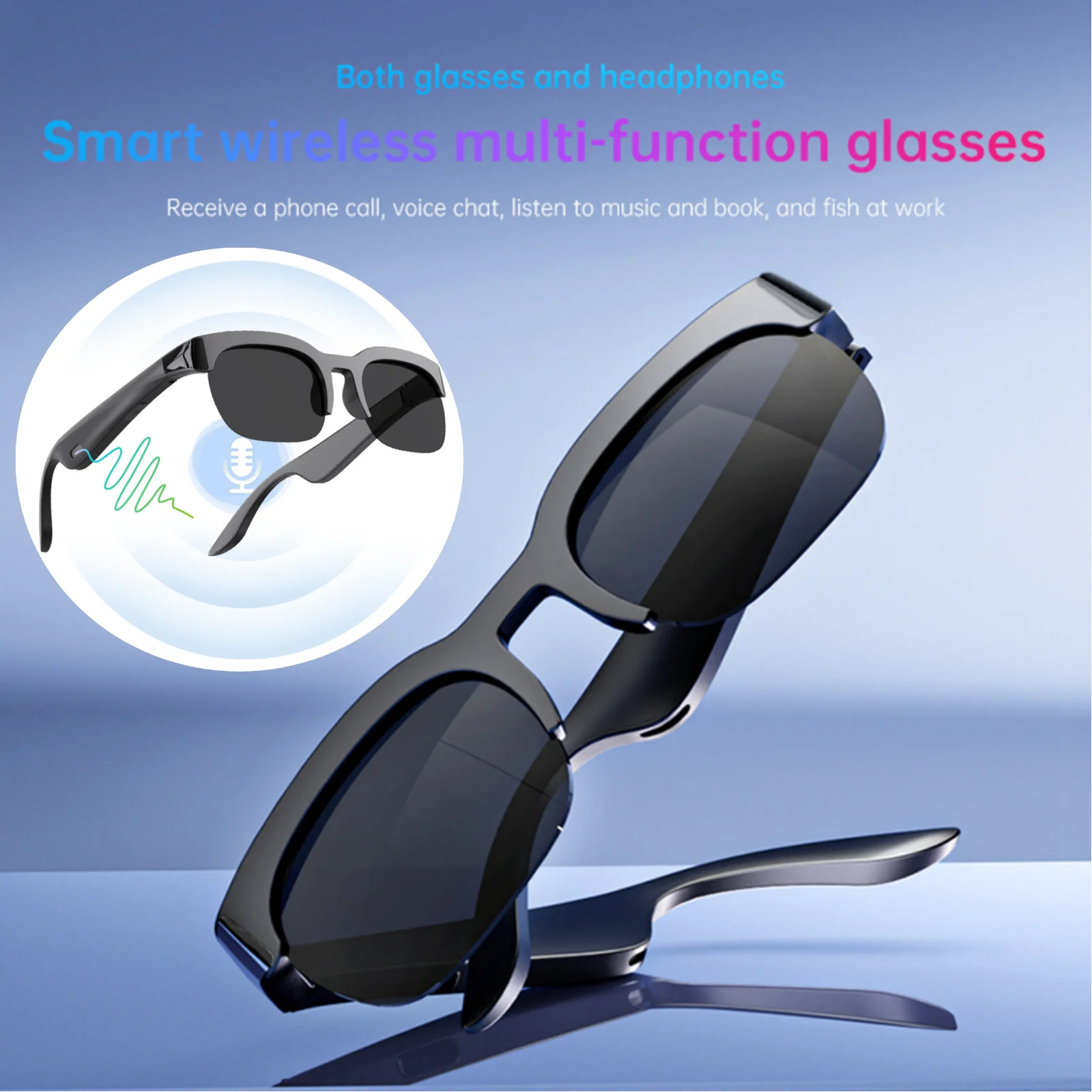 

XG89 Smart AI Glasses Wireless Bluetooth 6.0 Stereo Music Call Translator Headphones Outdoor Sports UV Protection Sunglasses