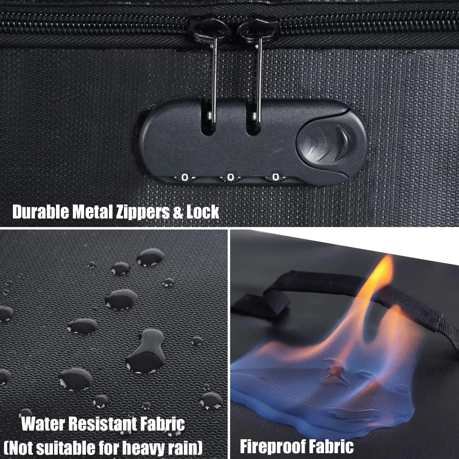 Firproof Document Box Office Large Capacity Waterproof Safe Case Zipper Lock Fireproof Document Bag for Valuables File Storage