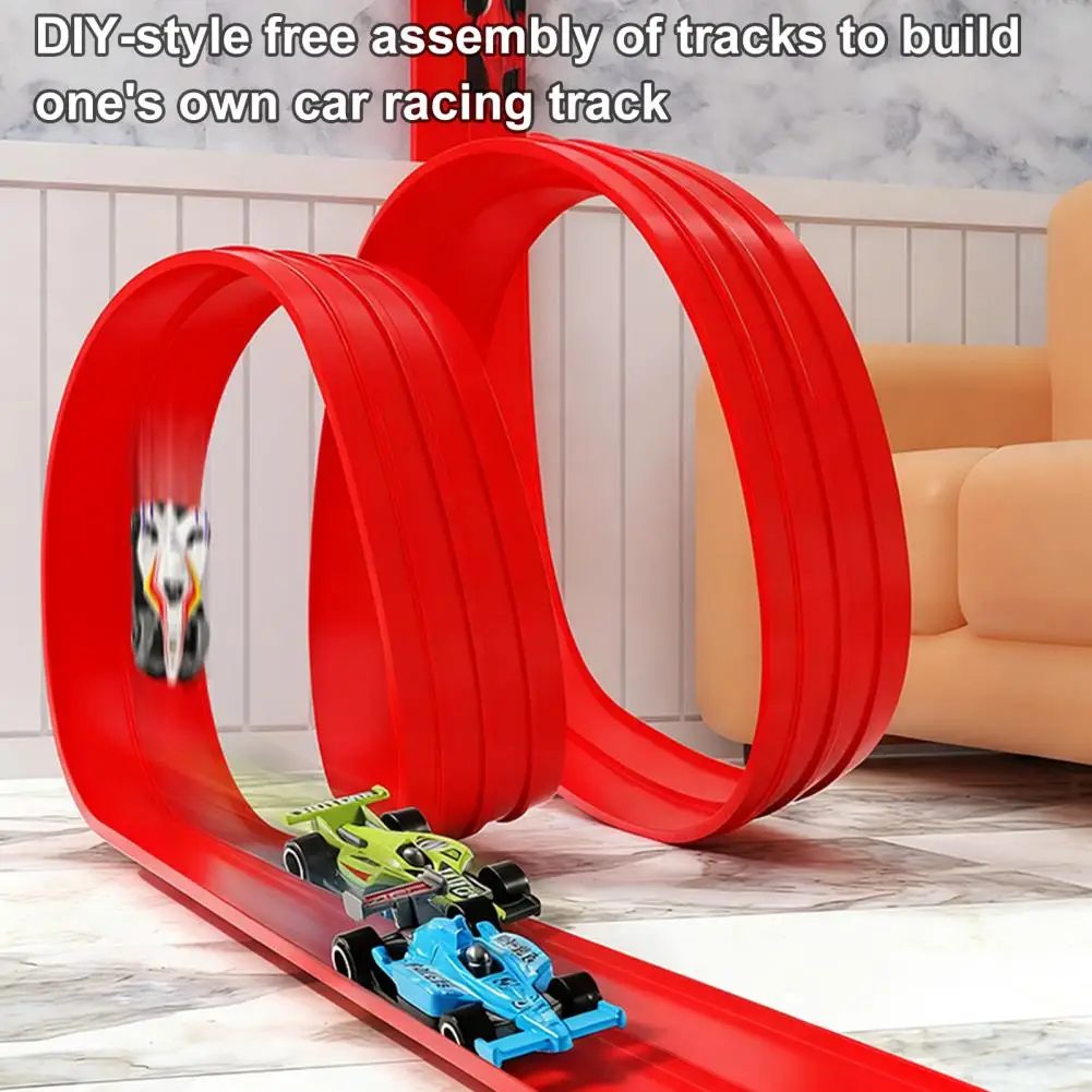1 Set Kids Track Car Toy Kit with 8 Suction Cups Track Inertial Drive Alloy Car Connector DIY Gravities Rail Car Educational Toy