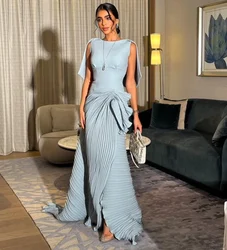 Customized Classic Jersey Pleat Straight Jewel Long Dresses Bespoke Occasion Homecoming Fashion Sizes Available