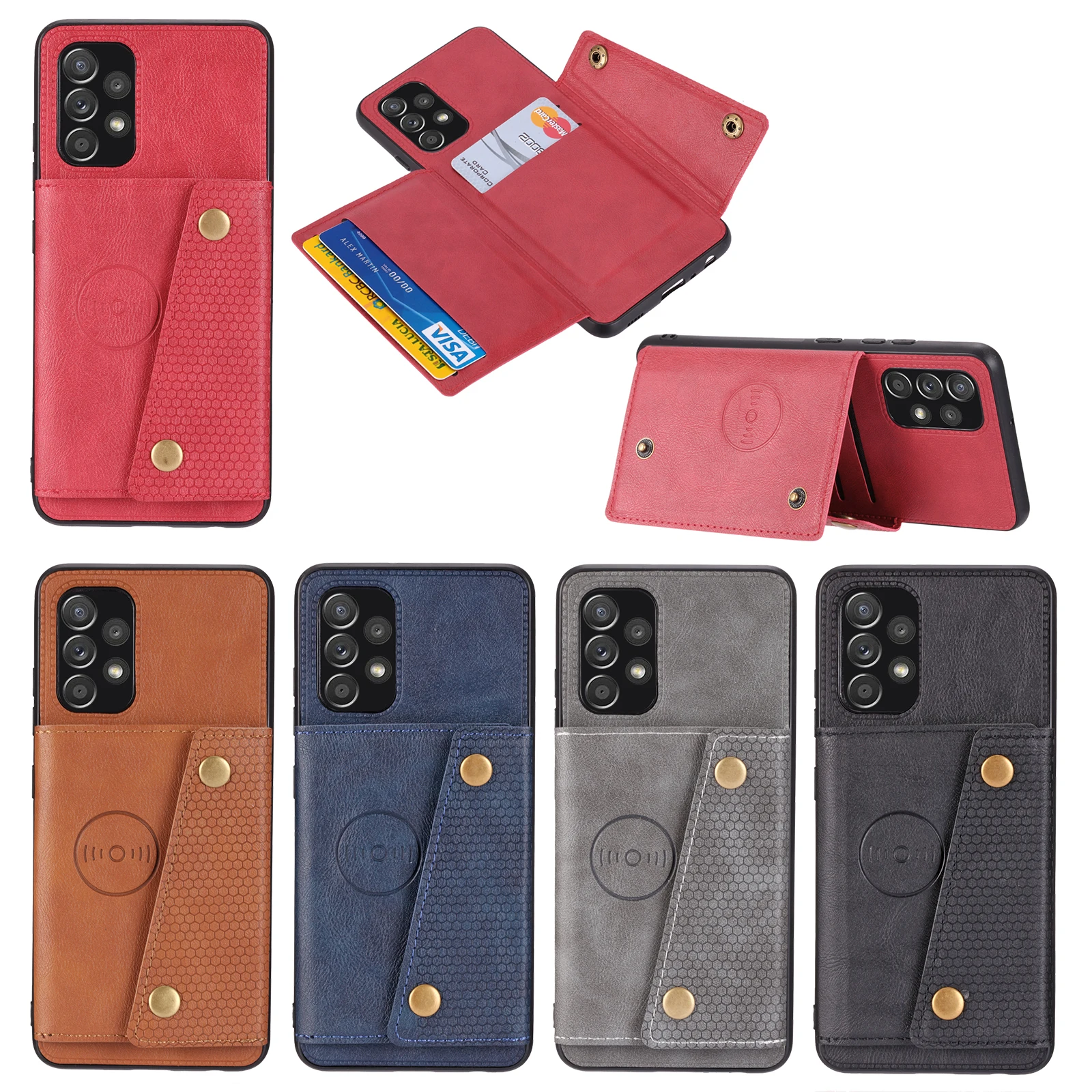 Magnetische Kartenhalter Leder Handyhülle für Samsung Galaxy A12 A22 A32 A52 A72 A13 A33 A53 A73 5G A04s Schutz Wallet Cover