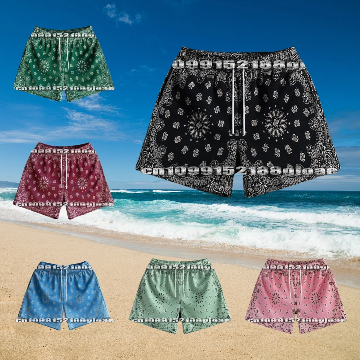 

2025 Новые летние мужские шорты, мужские и женские модные пляжные приморские повседневные брюки, сетчатые спортивные быстросохнущие четвертые брюки