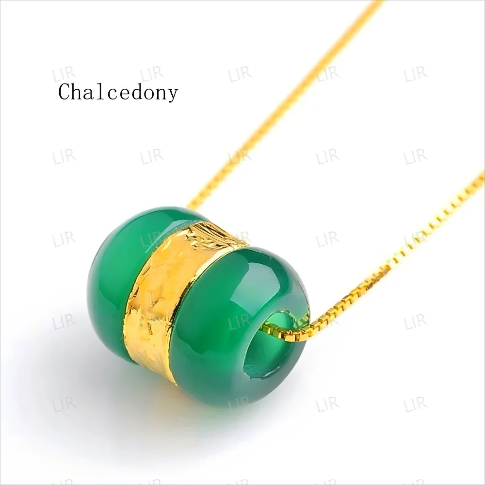 

LIR Green Chalcedony Gold Inlaid Lu Lu Tong Necklace | Good Luck | Versatile | Free Shipping | Gift Box | Great Value