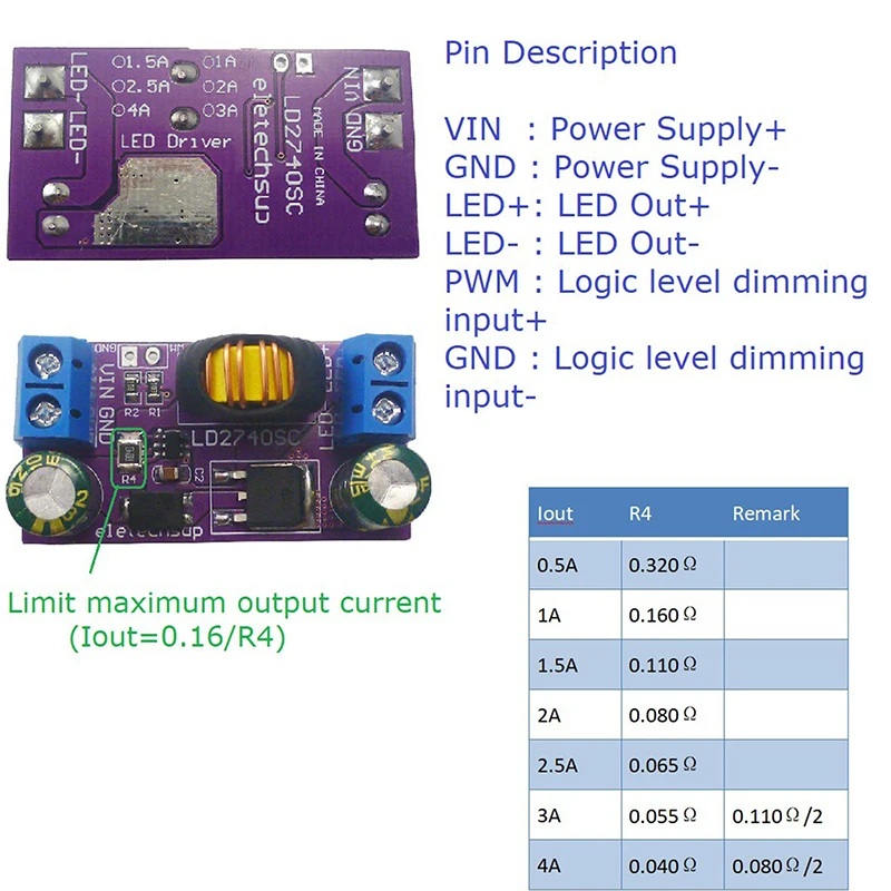 1Pcs LD2740SC High-Power Constant-Current Step-Down LED Driver Board For Automotive RCL DRL Fog Lights