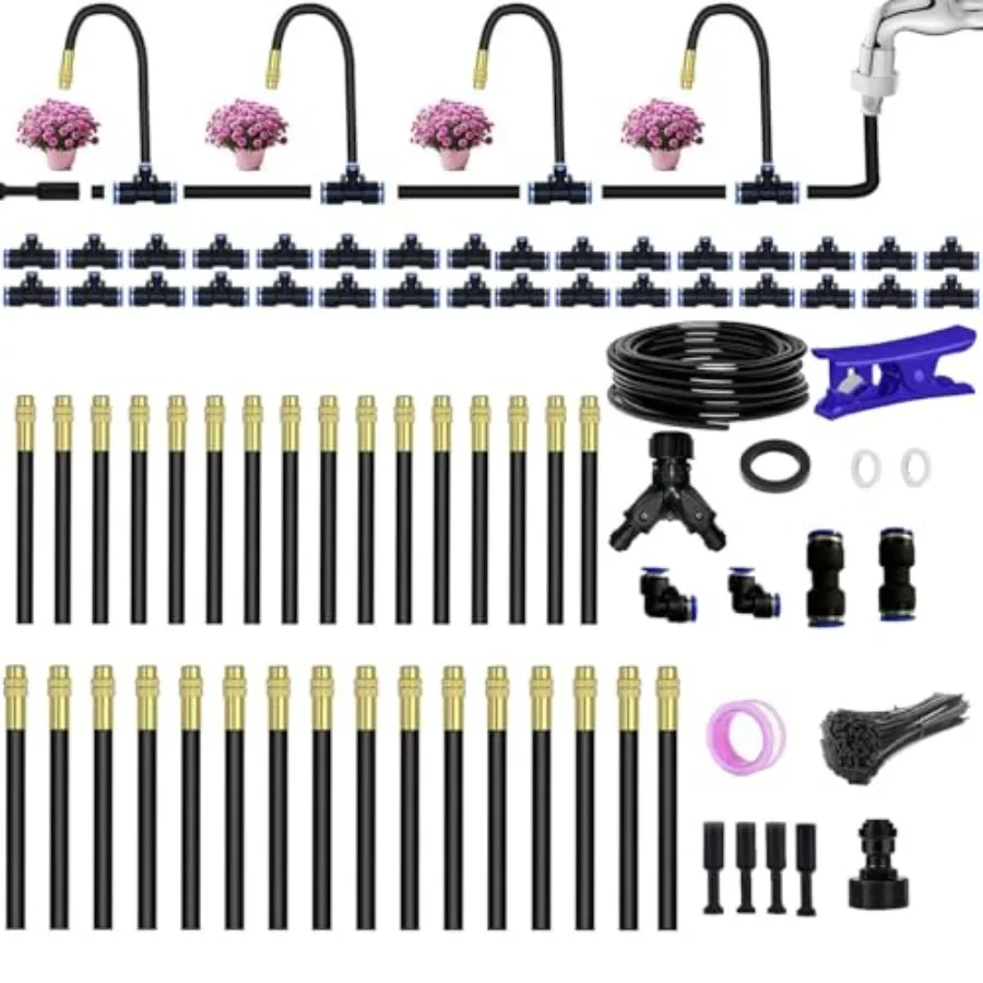 

Garden Automatic Irrigation System Kit 360 Flexible Drip Irrigation System 98.5-Foot Adjustable for Yard Greenhouse Lawn Plants
