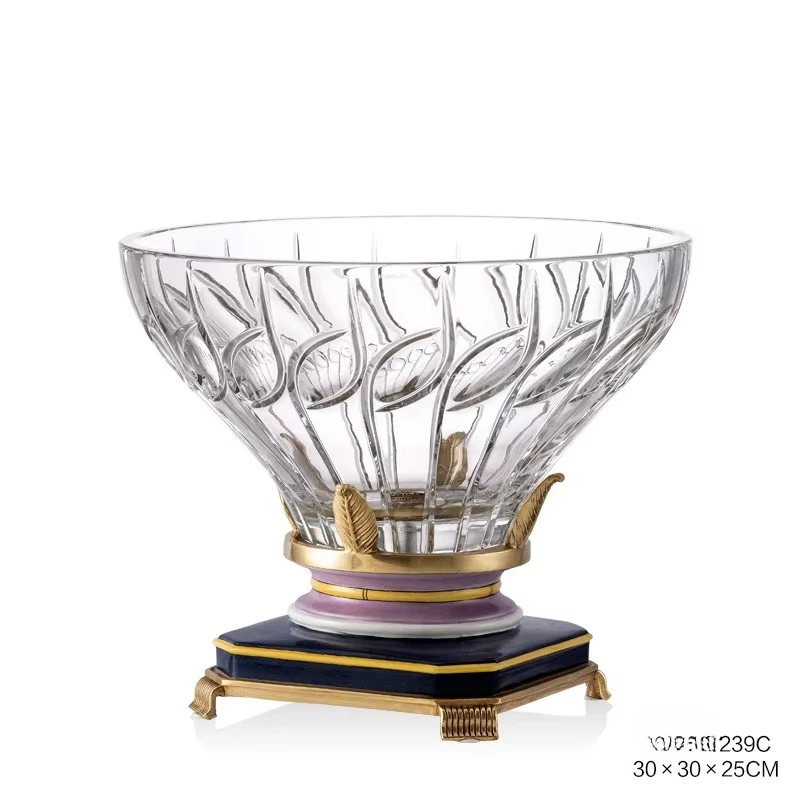 Luxury crystal glass fruit bowl latest design home decoration, wedding hotel and villa
