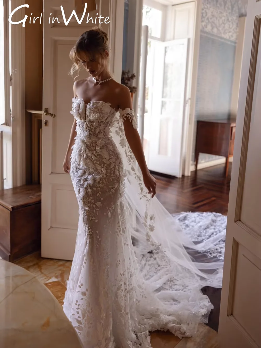 Vestido De Novia brillante con forma De corazón De flores en 3D, Vestido De Novia largo De sirena con lentejuelas y tren, Vestido De Novia personalizado