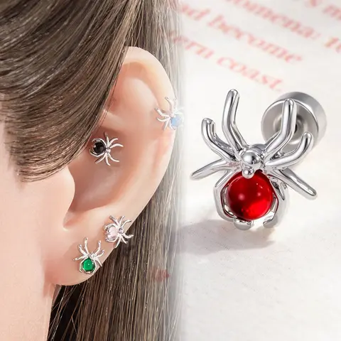 20G Spider Ear Stud CZ Earring, Hypoallergenic Titanium Cubic Zirconia Stackable Earrings for Sensitive Ears Cartilage Tragus