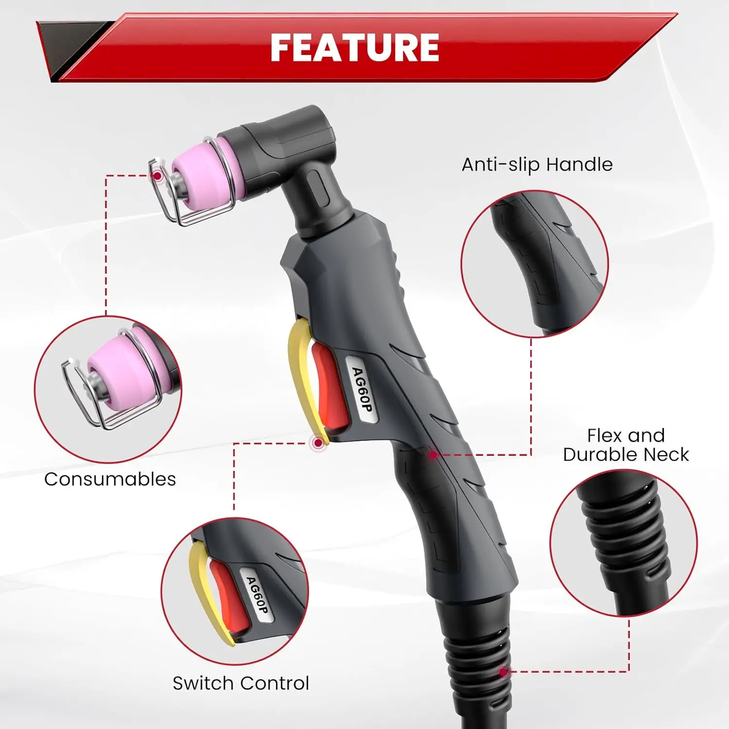 

Plasma cutting torch, AG60P 4m 8m10m plasma cutting torch AG60P, suitable for plasma cutting machines BTC500DP, BTC650DP, CUT55P