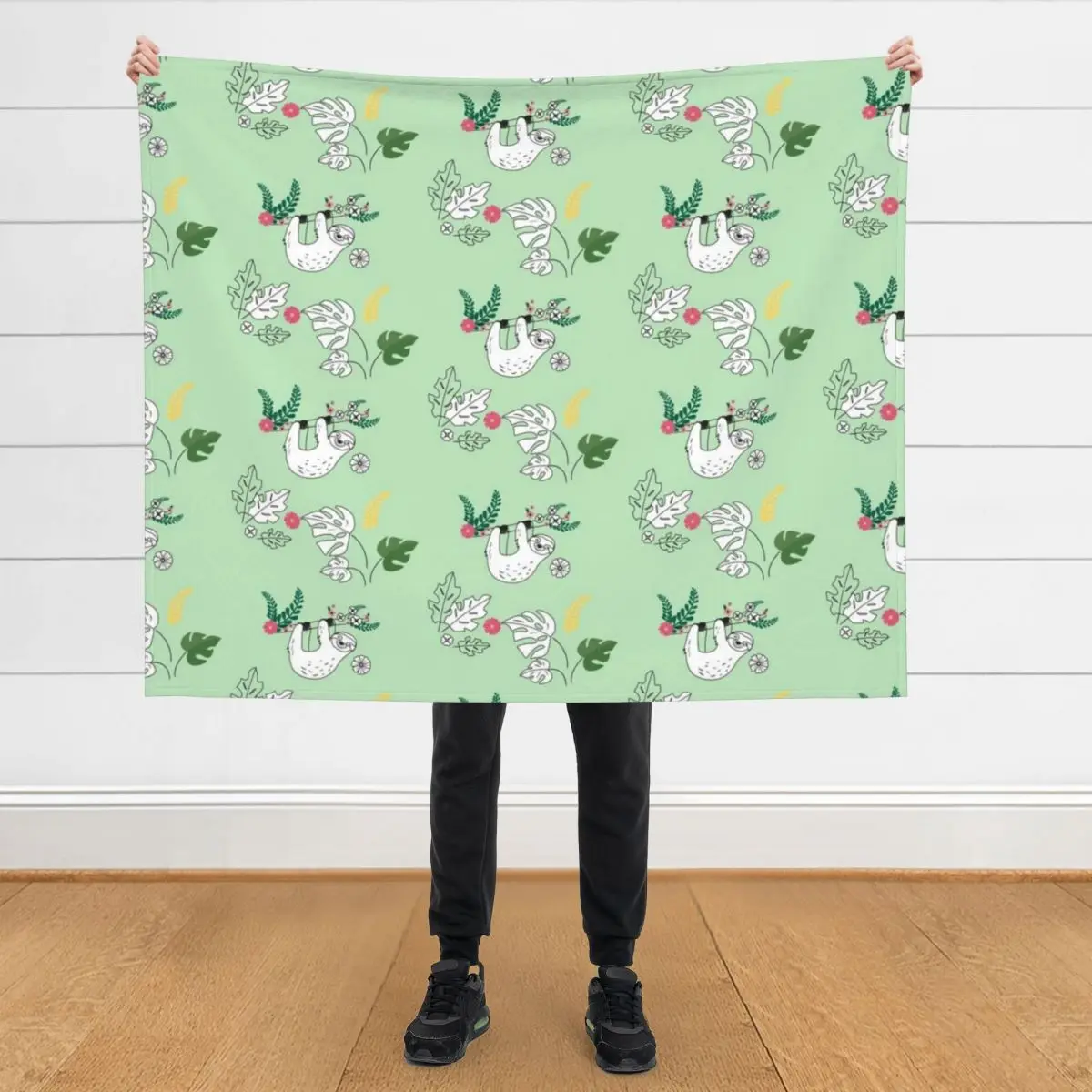 

Sloth pattern with cute colors and silhouette Throw Blanket Moving Flannels christmas decoration Decorative Throw Blankets