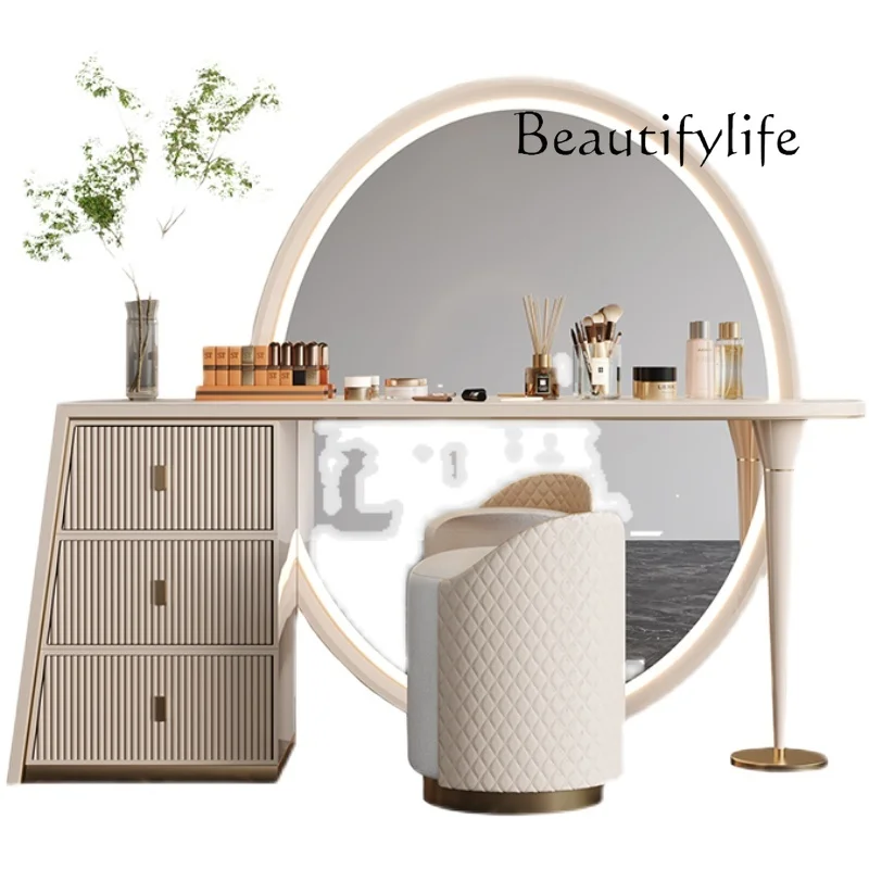 

Design high-end Italian dresser floor-to-ceiling mirror integrated light luxury bedroom premium makeup table