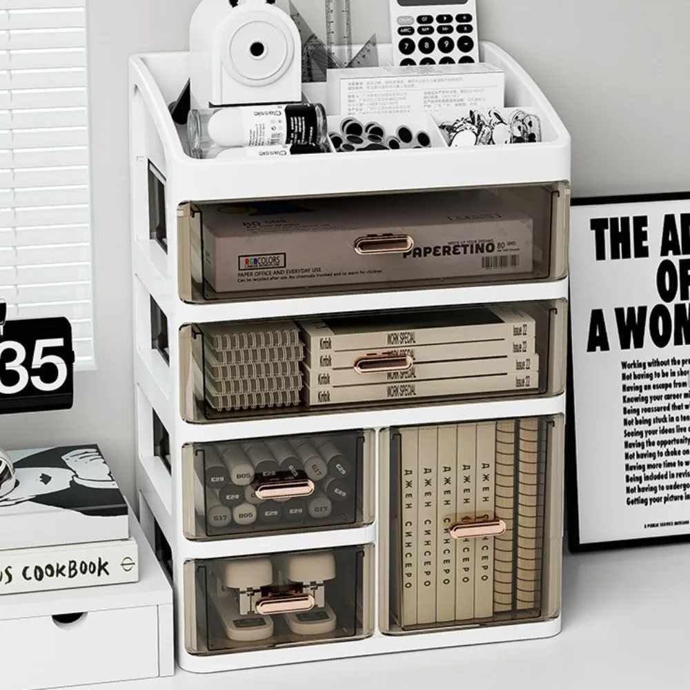 Large-capacity Desk Organizer Storage Box Dust-proof Clear Dormitory Drawer Plastic Display Rack Skin Care Products Shelf