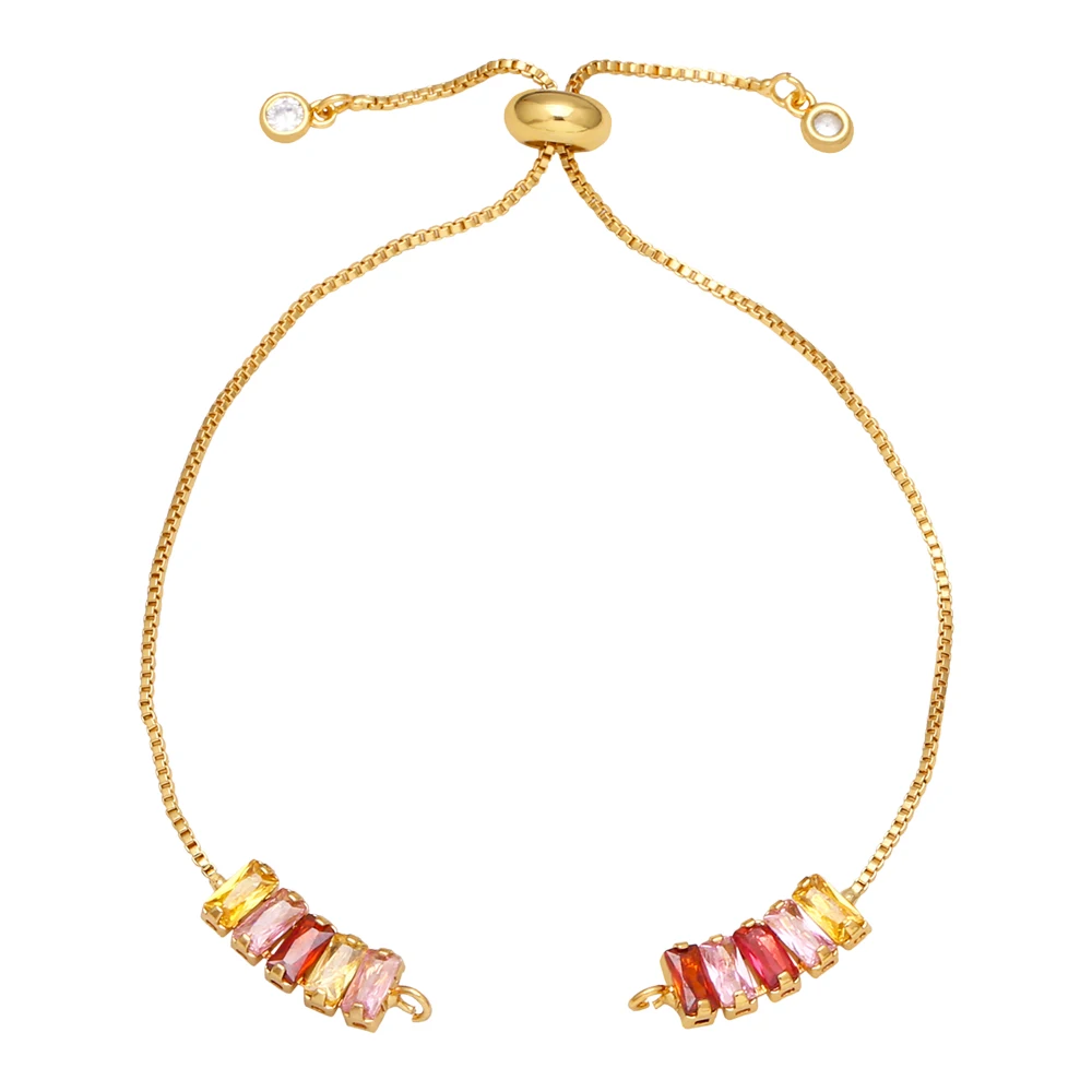 OCESRIO Trendy Multiple Color Bracelet Chain Copper Gold Plated CZ Bracelet DIY Making Jewelry Making Supplies Wholesale cana164