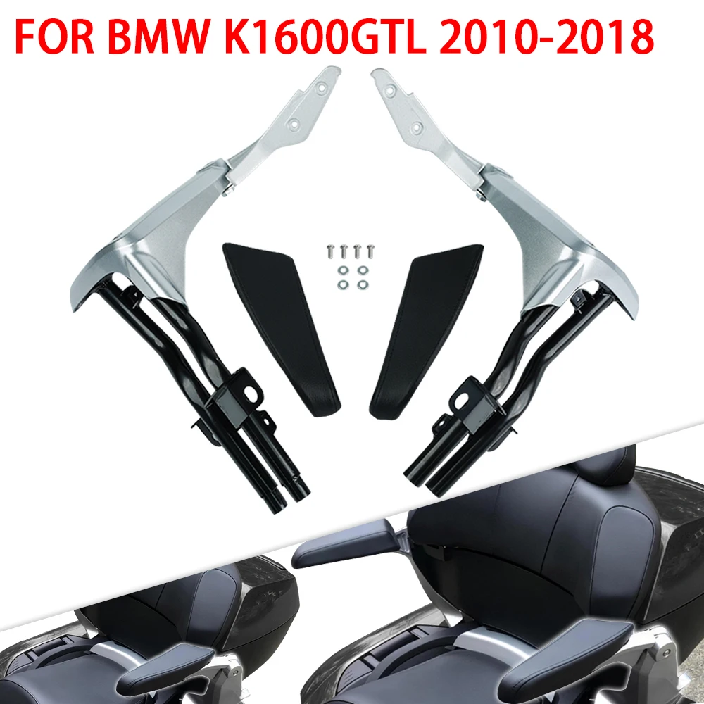 Black Adjustable Rear Passenger Armrests Comfort Padded Fit For BMW K1600GTL K1600 GTL K 1600 2010 - 2018