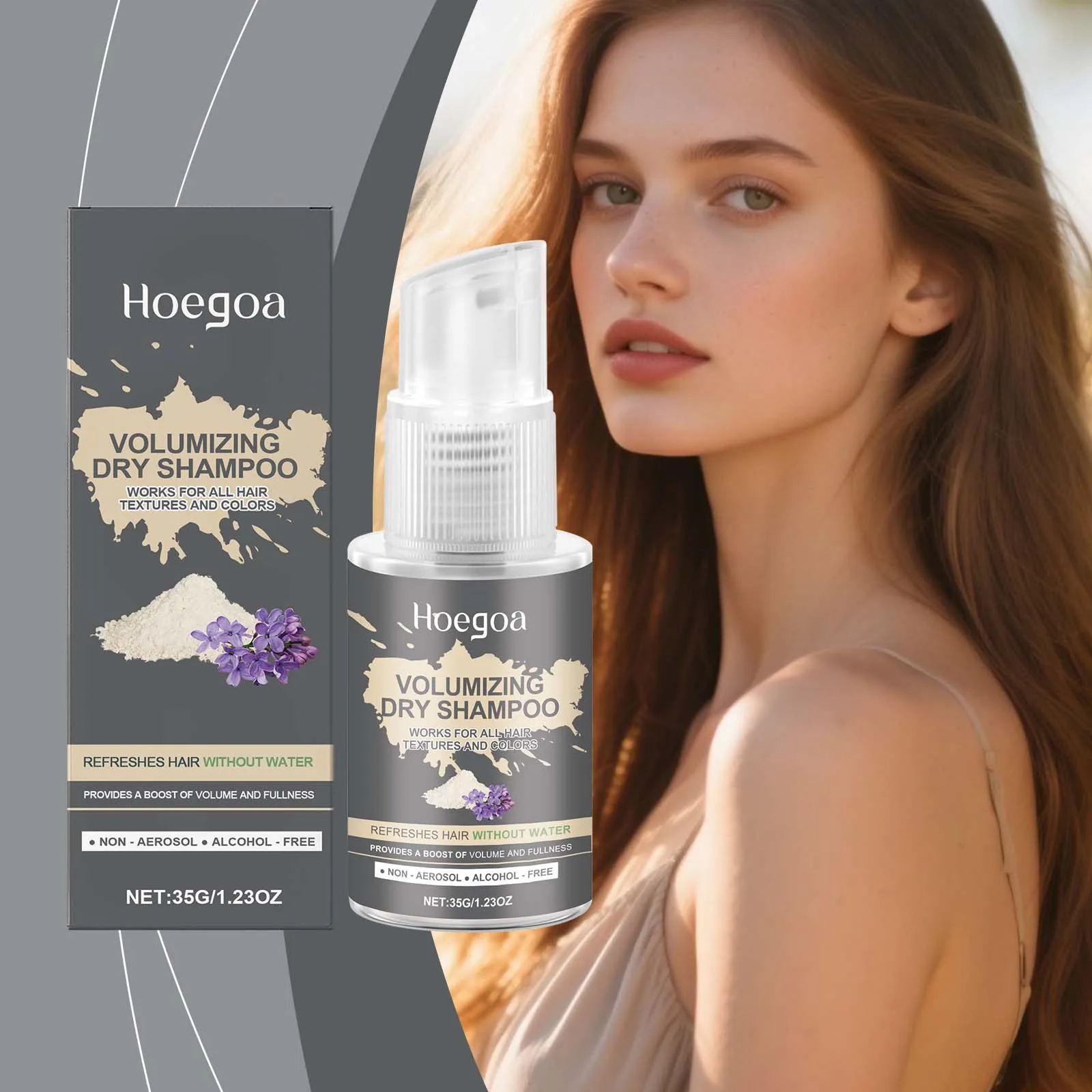 

Сухой шампунь Hoegoa Volume для натуральных надувных волос — легкий и освежающий спрей для ухода за волосами, не требующий мытья