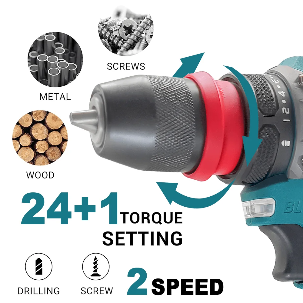ไขควงไร้สาย2อิน1ด้ามชาร์จไฟได้สำหรับแบตเตอรี่ Makita 18V ไขควงไร้สาย Bor listrik 10mm