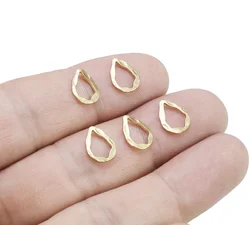 50pcs Hammered Teardrop Charm, Brass Charm For Jewelry Making, Drop Connector, Earring Findings, Bracelet Charms, 10.5x8mm R2793