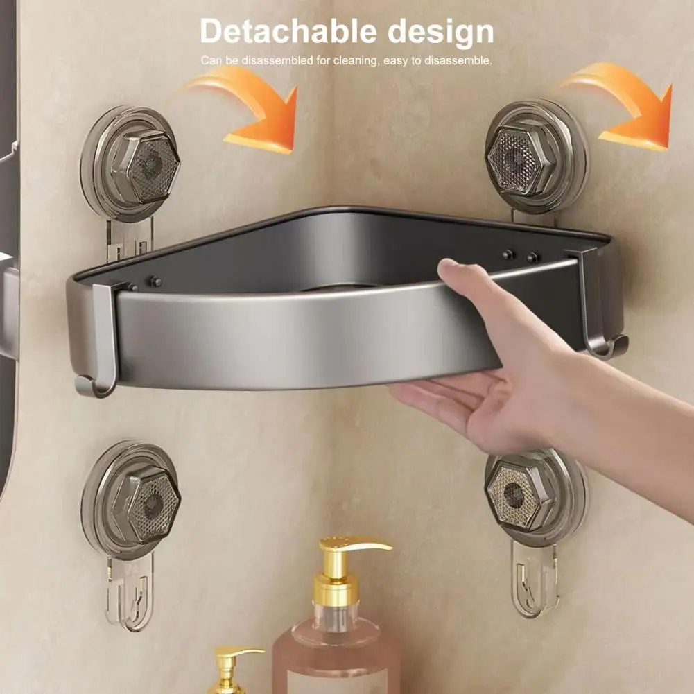 Easy Installation Shelf Durable Wall Shelf Suction Cup Corner Shower Caddy Easy Installation Bathroom Organizer with for Storage