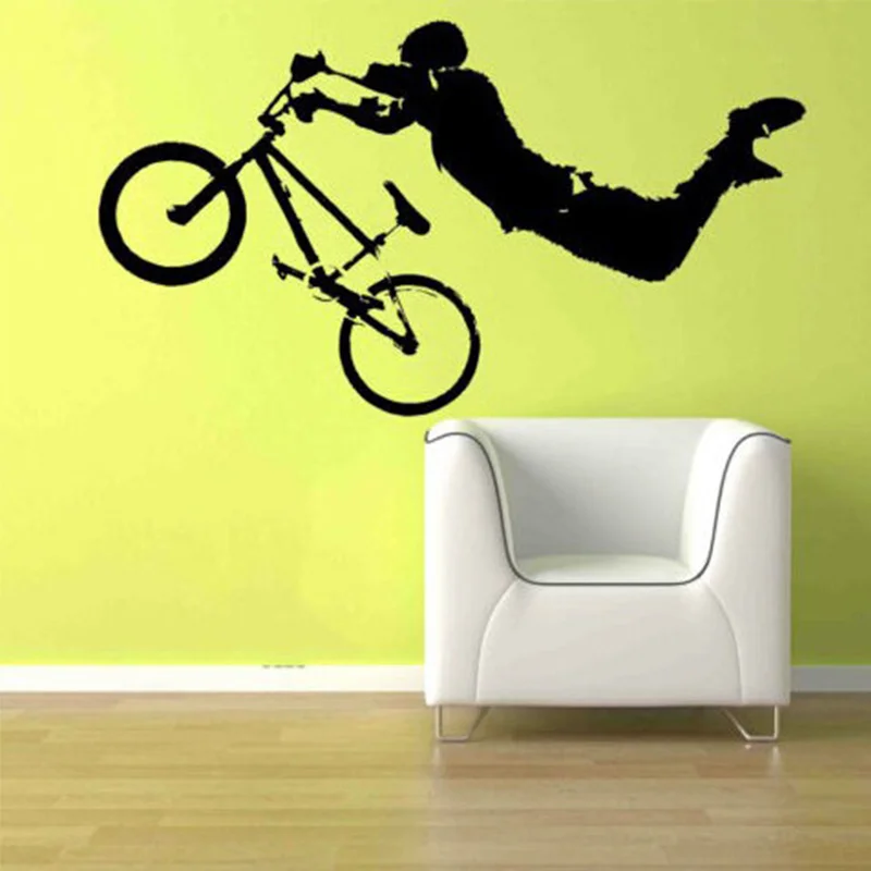 Boy Giant BMX Bike Bicycle Wall Art Sticker Decal Home DIY Decoration Wall Mural Removable Bedroom Decor Sticker 56x102cm