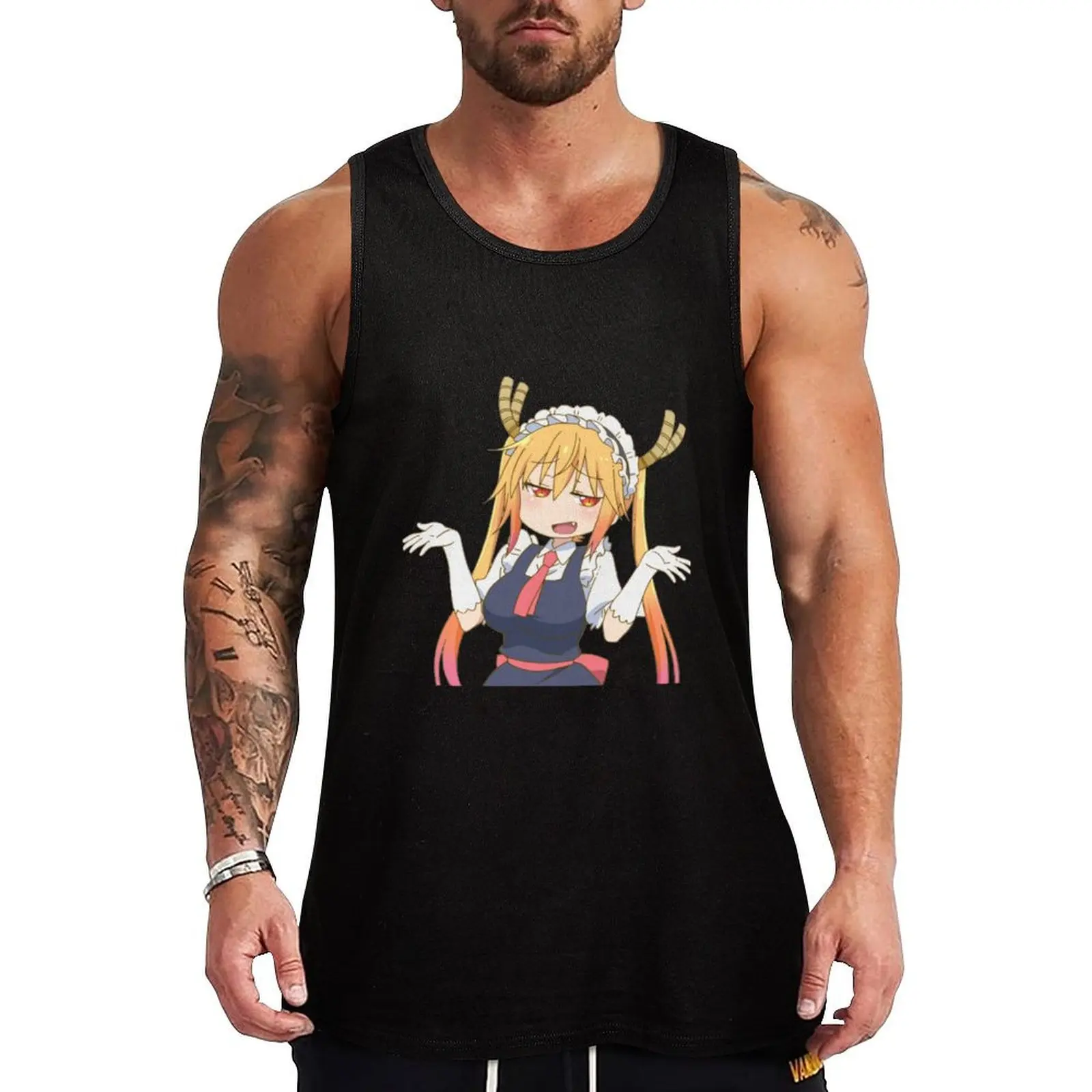 

Dragon Maid Tohru Shrug Tank Top muscle t-shirt Men's sleeveless t-shirt fitness clothing for men Bodybuilding clothing man