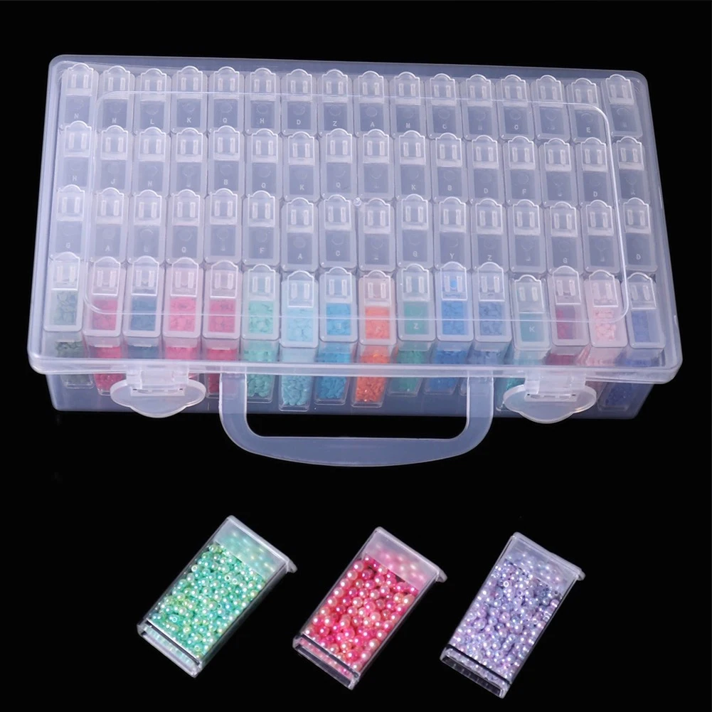 32/48/64 Slots Cross Stitch Tool Organizer Clear Storage Containers DIY Craft Acrylic for Diamond Painting Embroidery
