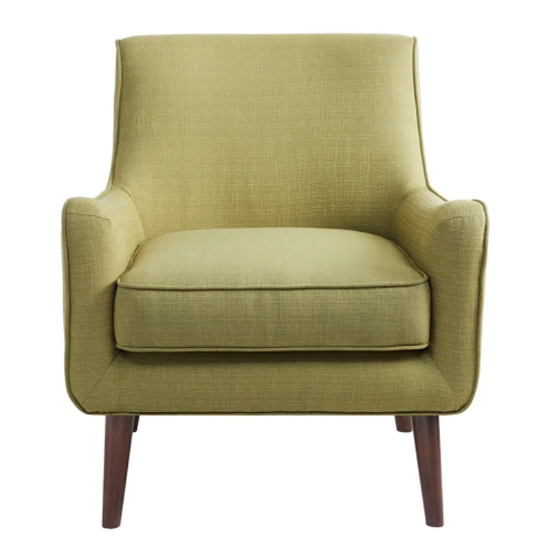 Mid-Century Accent Chair: Upgrade Your Living Room with Mid-Century Inspired Curves, Soft Green Fabric,Wooden Legs