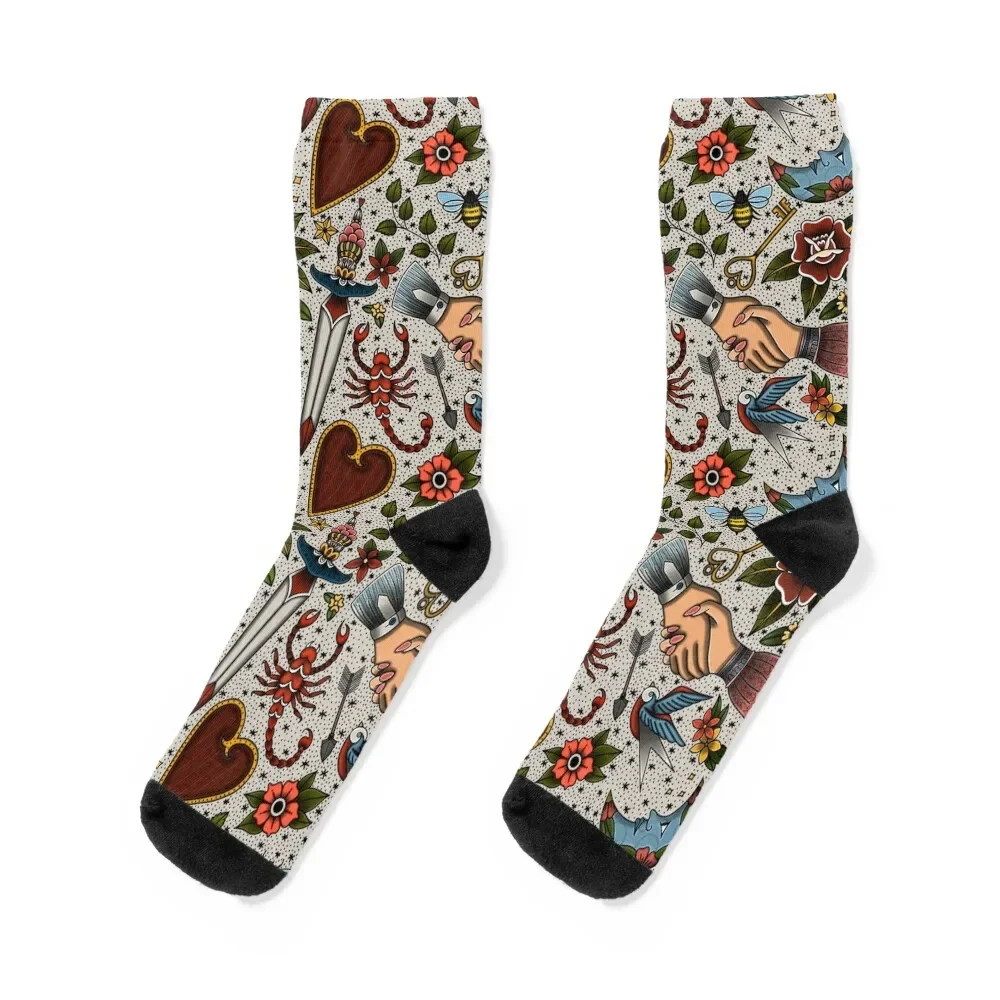 

American Traditional Flash Pattern Socks anti-slip New year's gift Designer Man Socks Women's