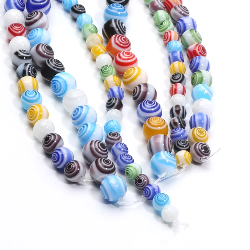 6 8 10 12mm Round Lampwork Glazed Glass Beads Loose Spacer Beads For Jewelry Making Bracelets Necklace Craft Diy Accessories