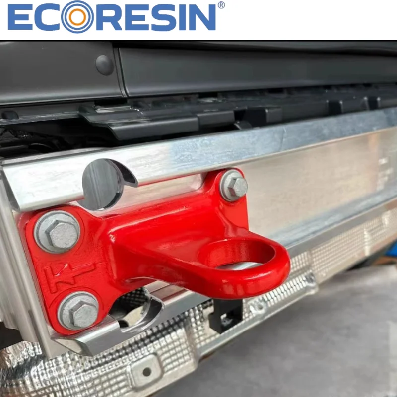 Hak holowniczy tylny do Land Rover Defender 2020-2025 90/110/130, wytrzymały hak ze stopu stali, czarny/czerwony, pierścień holowniczy