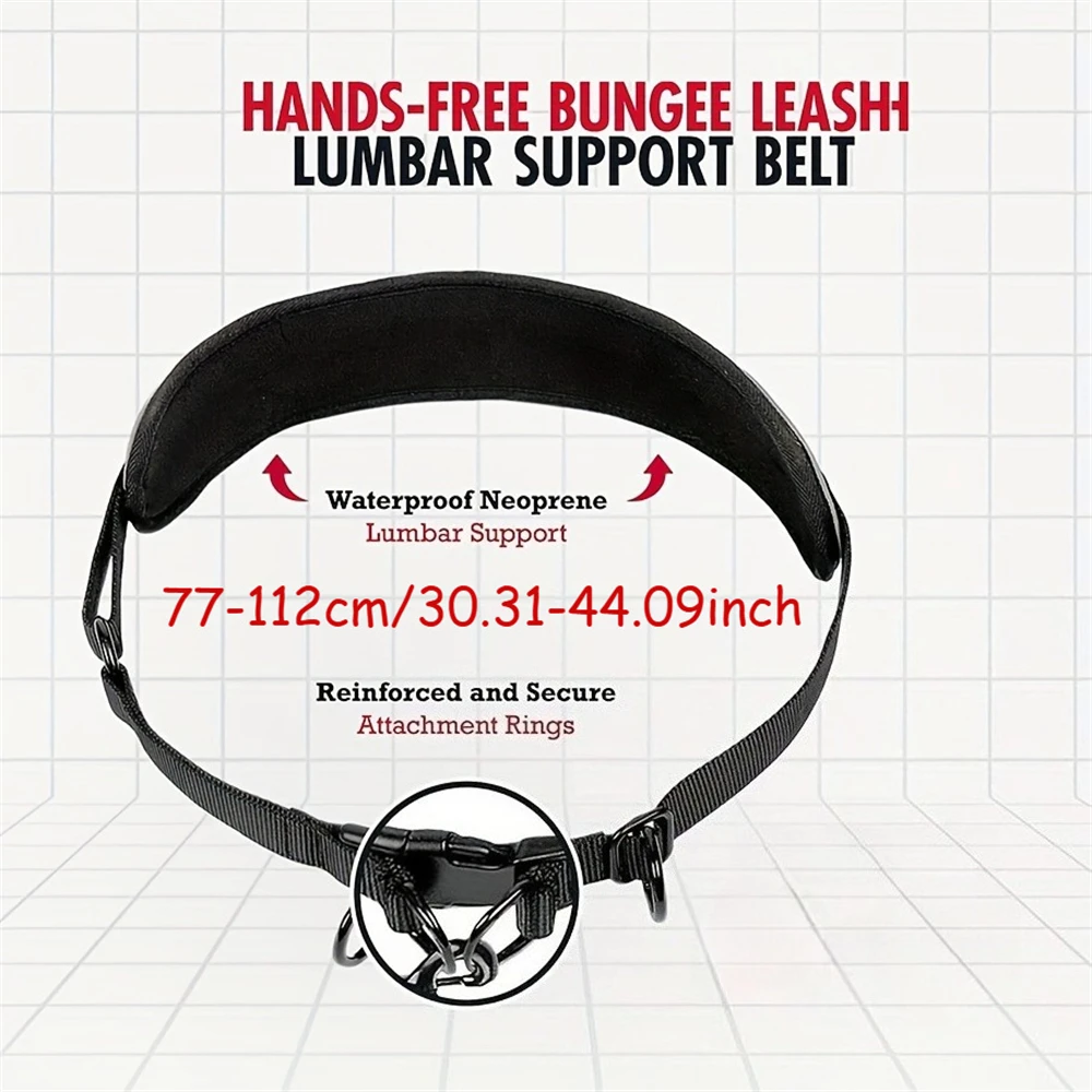 Hands Free Dog Leash Dog Waist Leash With Lumbar Support Belt Multifunctional Extendable Dog Leash Reflective Bungee Leash Black