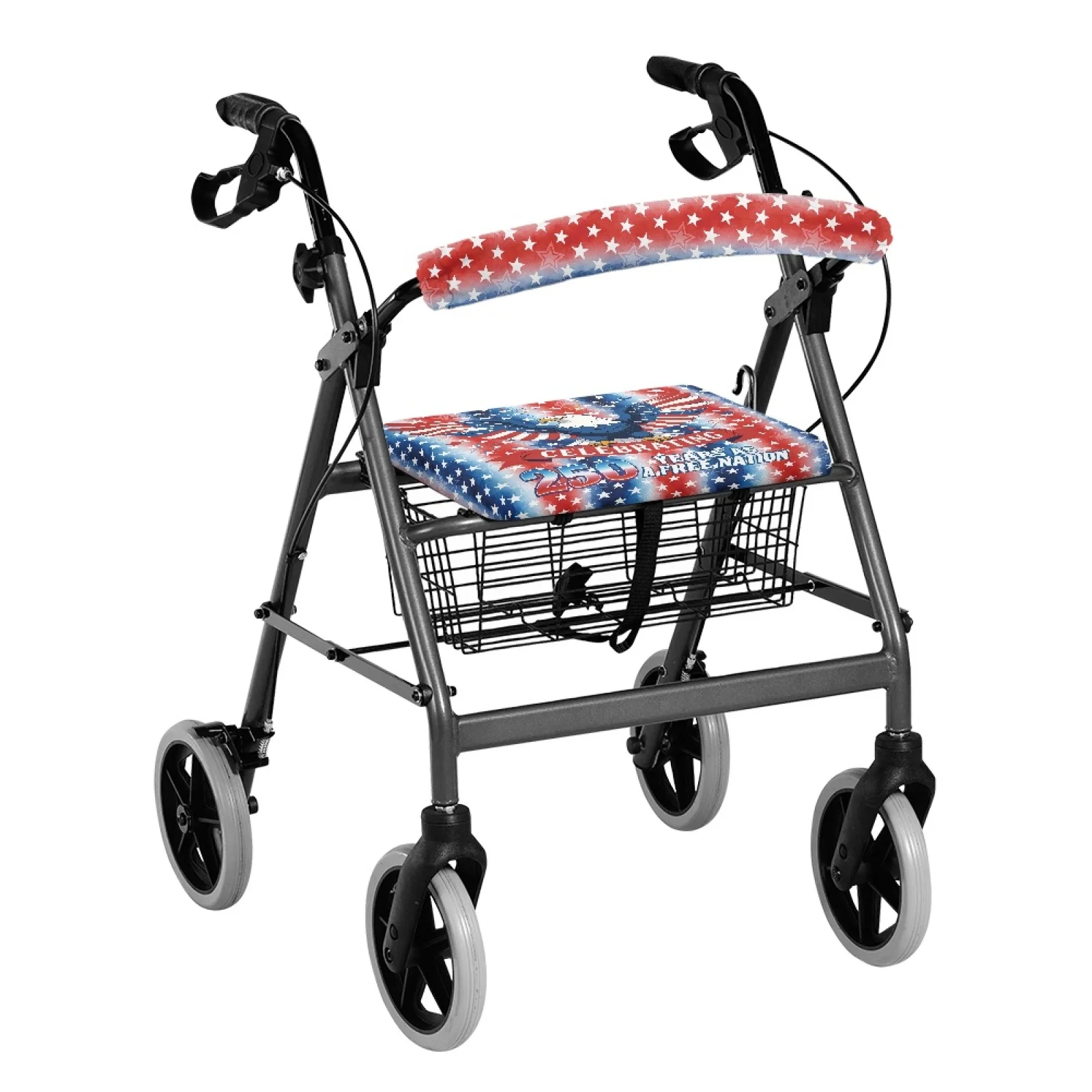 Coloranimal American Flag 2 Pcs Rollator Walker Seat Back Covers Dirt-Resistant Walker Accessories for Seniors Adult