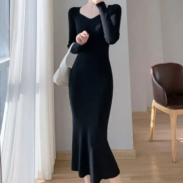 Kleider Damenkleid zum Tragen einer Hochzeit für Frauen Herbst Modal Smocking Ribbing Geknöpft Langarm Minimalist Grunge Modern OL