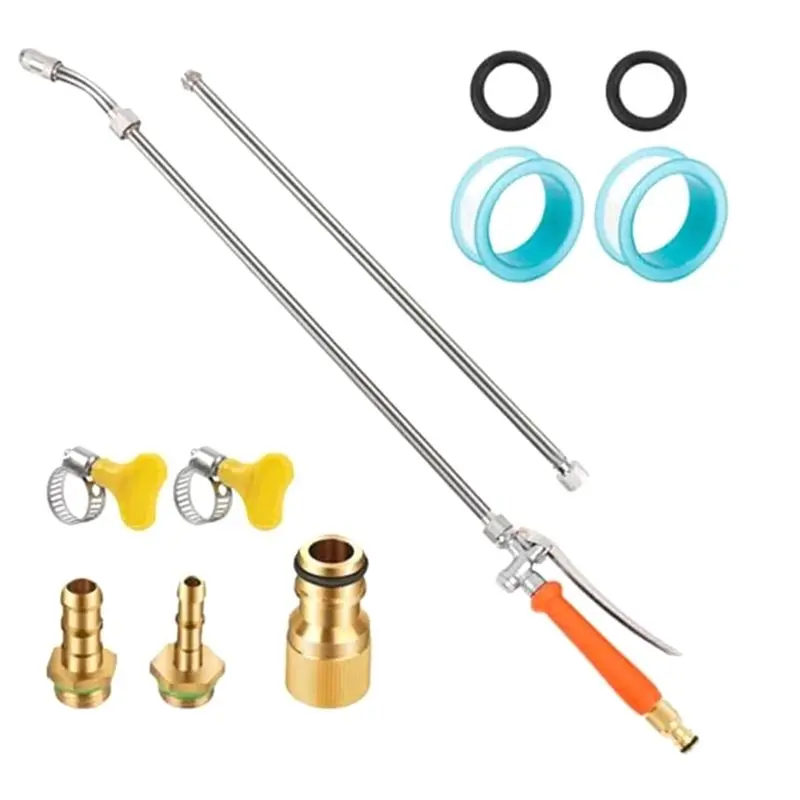 A25F-Stainless Steel Garden Kit Retractable Rod Brass Barb Type Rod Built-In Shut-Off Valve