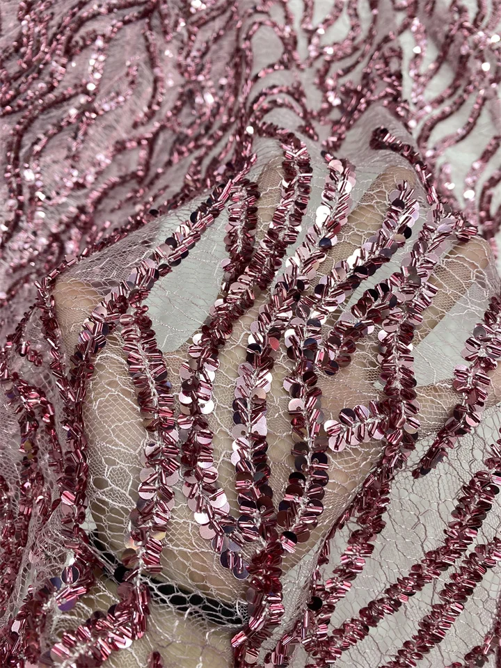 

African Lace Fabric with Sequins 2026 High Quality Elegant Nigerian Net Embroidered French Tulle for Sewing Party Dress NXZ6444