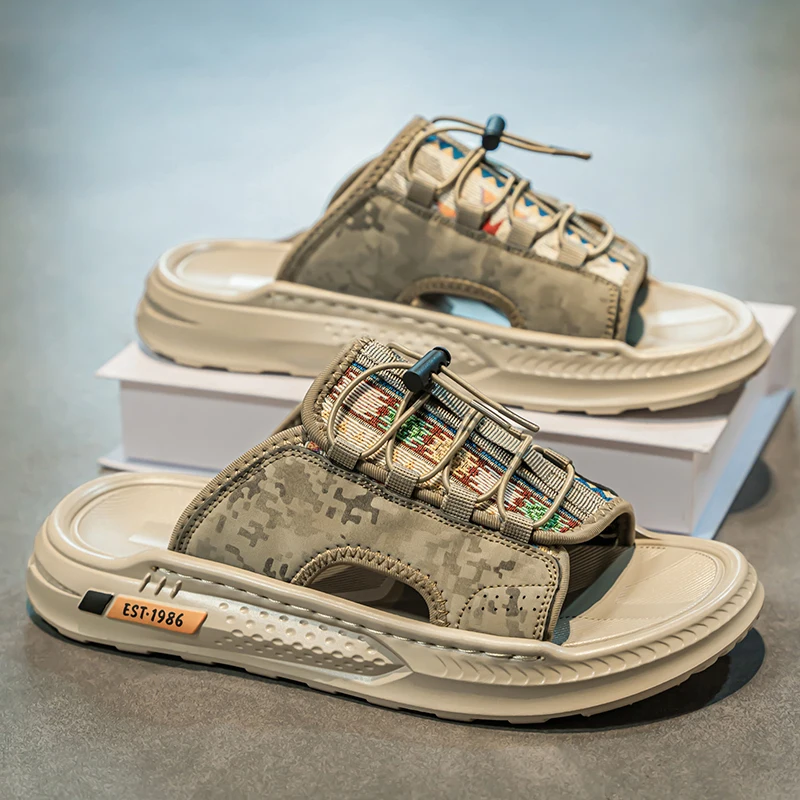 Outdoor Sandals Summer 2026 New Fashionable and Versatile Thick Bottom Soft Bottom Handmade Slippers Men's Sandals