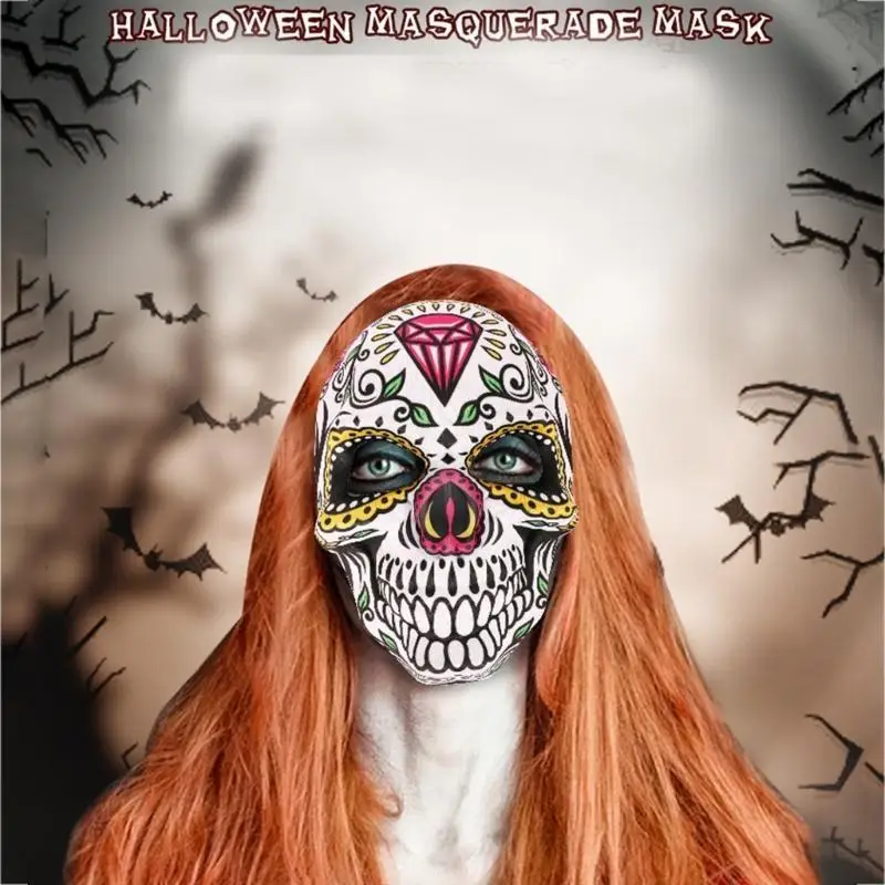 39BD Day of the Dead Cosplay Mask Skull Print Mask Halloween Mask for Masquerade