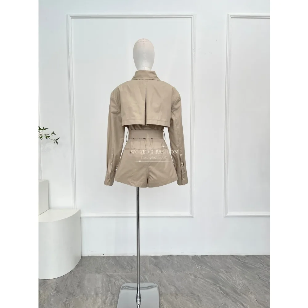 

Women's Khaki Trench Long Sleeve Coat Jumpsuit 2025 New