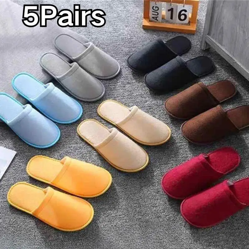 

5/1Pairs Disposable Slippers Hotel Travel Slipper Sanitary Party Home Guest Use Men Women Unisex Closed Toe Shoes Salon Homestay