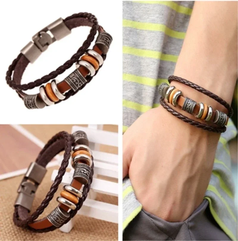 Leather Punk Bracelet Ladies and Men\'s Bracelets