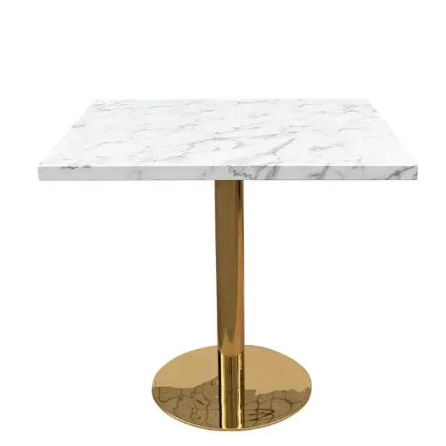 New product luxury pub mesa marmol restaurant tables bistro metal base square marble top dining room living room table