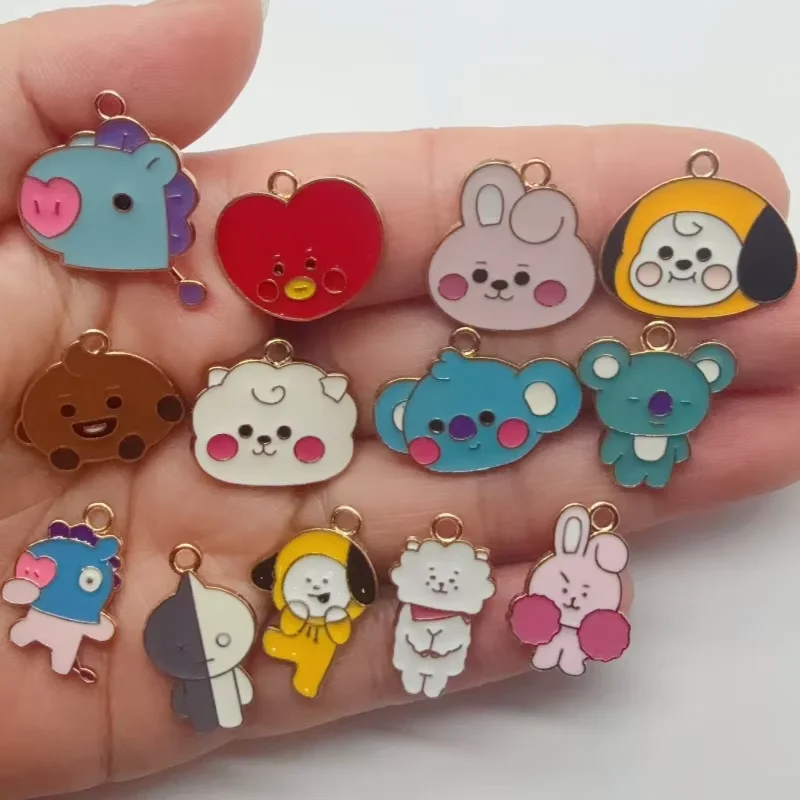 10pcs Cartoon Animal Avatar DIY Alloy Accessories Little Rabbit Donkey Earrings Necklace Pendant Headwear Decoration Pendant