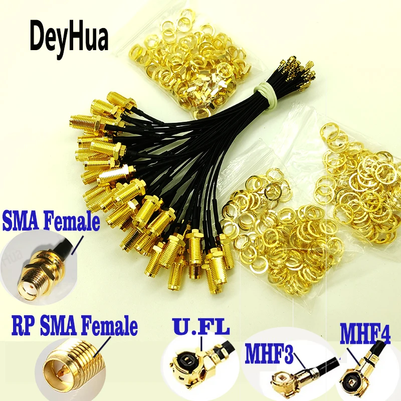 10/100PCS/Lot  RP SMA Female to U.FL MHF3 MHF4 Female for Network Card ,High-Frequency RF0.81 RF1.13 RG178Pigtail Adapter Cable