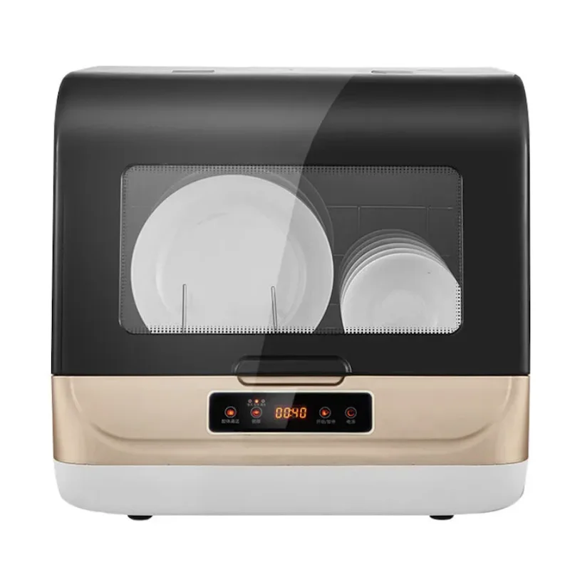 For BOOMING Mini Automatic Dishwasher Machine Kitchen Grey Golden Countertop Dishwasher With Clean