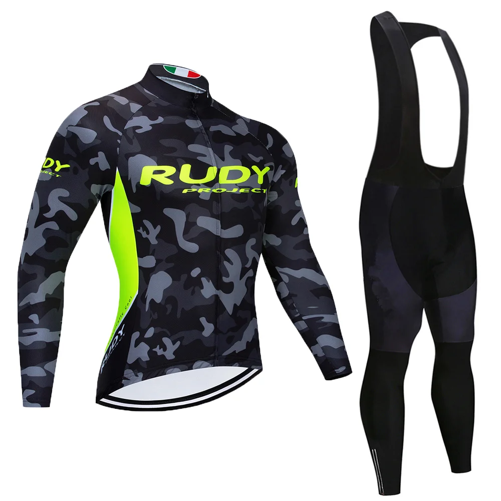 RUDY Long Cycling Sets - Men's Breathable Quick-Dry Compression Shorts with 19D Padded Cycling Socks And Jersey Set