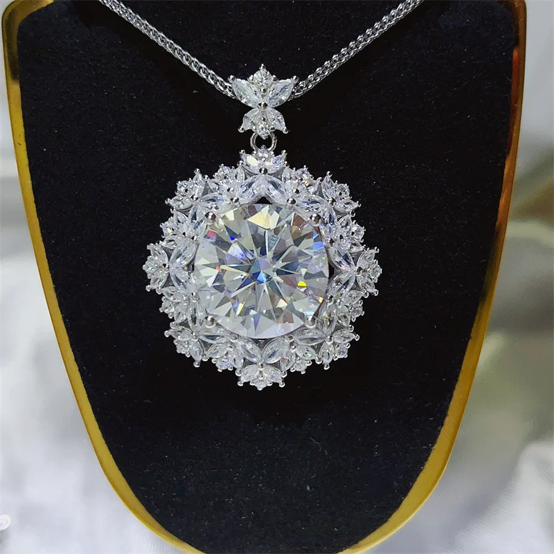 10 Carat White Green Purple Moissanite Lab Diamond Pendant Necklace s925 Silver Moissanita Neck Pendant Fine Jewselry GRA