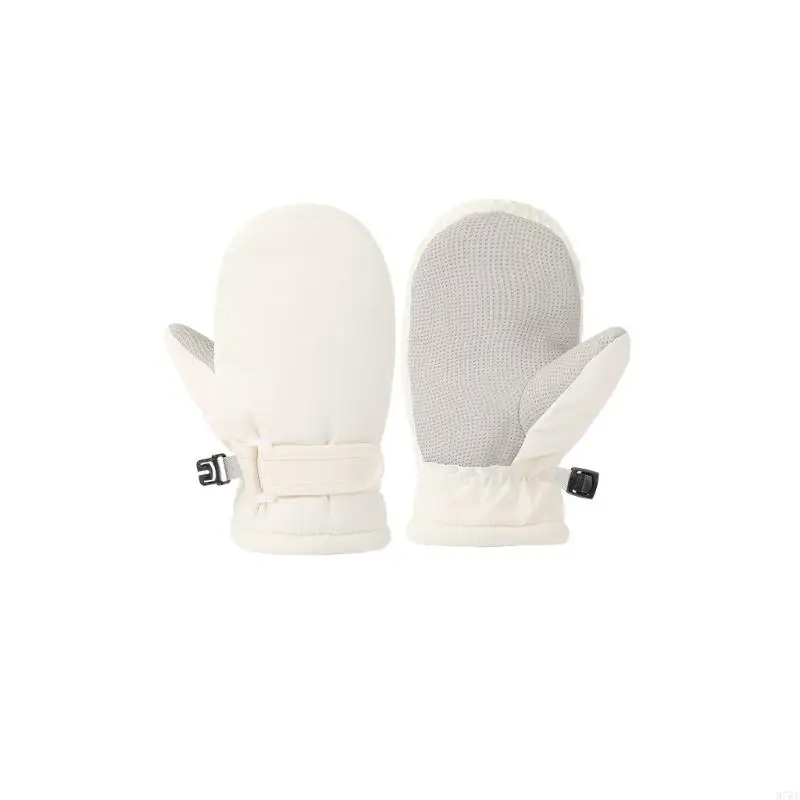97BE قفازات مقاومة للماء مبطنة بالقطيفة للأطفال الرضع مغامرة الثلج تصميم نونسليب سهل الإمساك قفازات دافئة